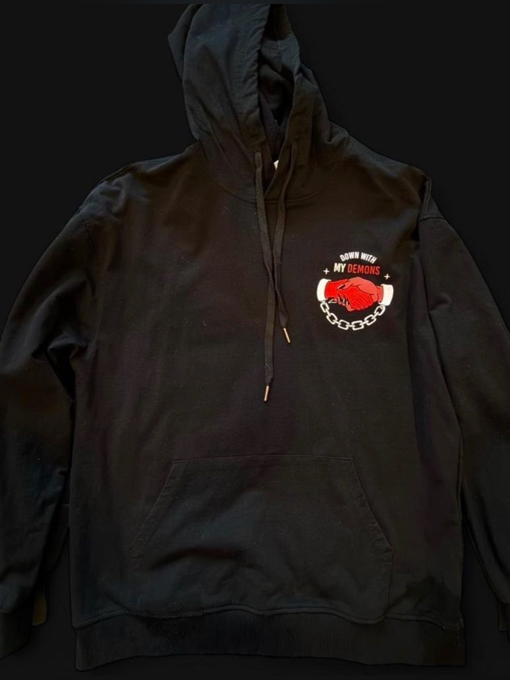Black Graphic Hoodie - "Down With My Demons"